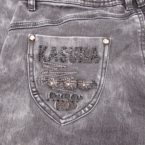 Kasuna Size 10 Gray Embellished Jeans Tapered Leg - Picture 11 of 13